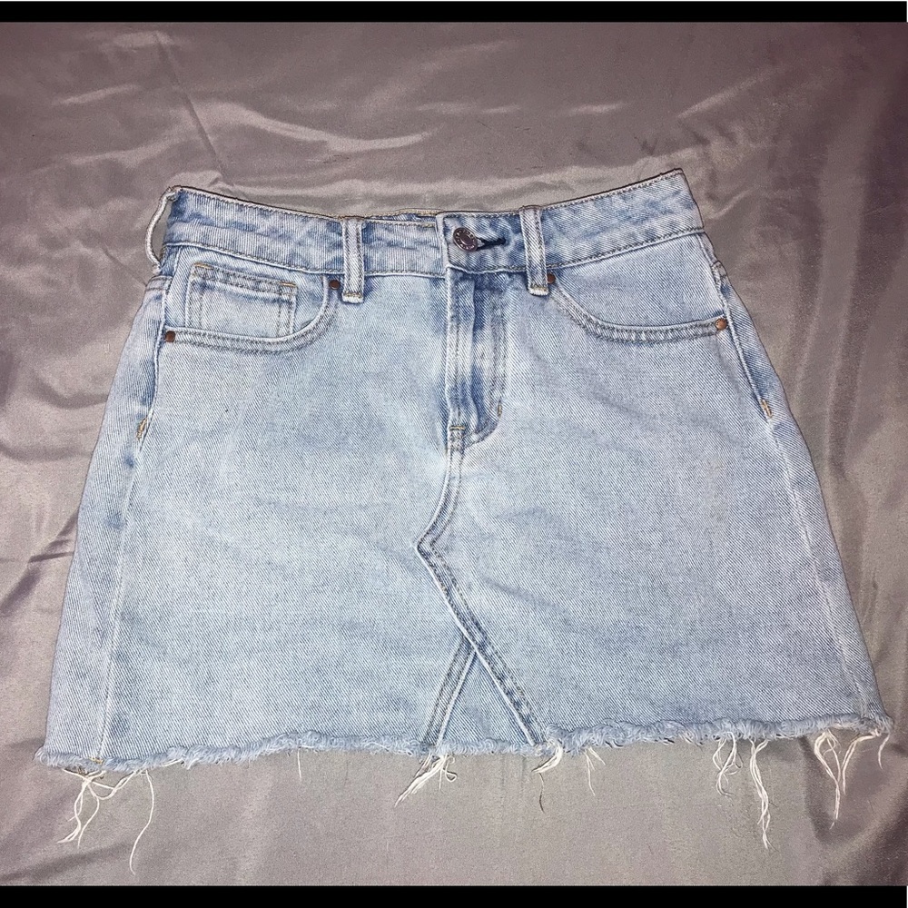 light blue denim skirt